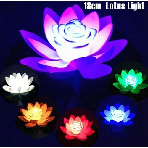 LED Lotus Flower Lotus Light Buddhism Pray Wishing Light Water Landscape Lighting Pool Fountain Decoration Light With Battery