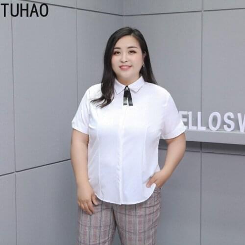 TUHAO Plus Size 9XL 8XL 7XL 6XL OL Women Blouse Shirt Black White Female Blouse Office Ladies Large Size Formal Tops Blusas WSFS