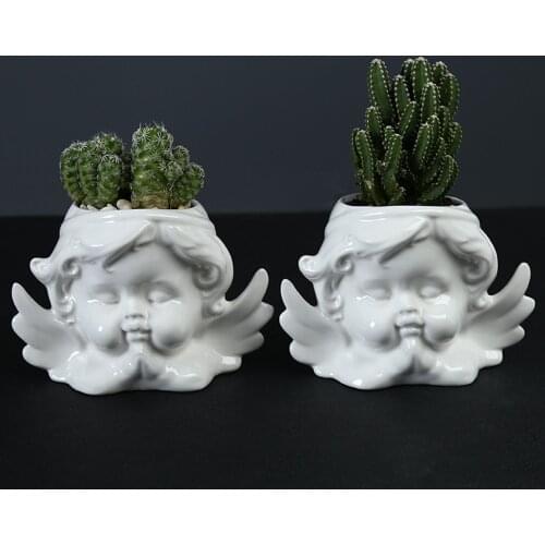 Creative Character Angel Succulent Flower Pot Office Table Flower Pot Ceramic With Tray