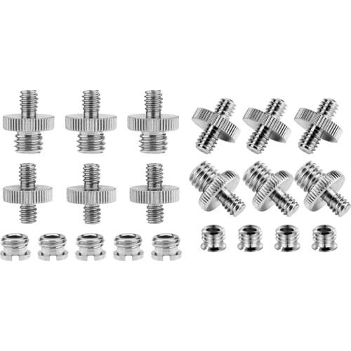 2 Set 21 Pcs 1/4 Inch and 3/8 Inch Camera Screw Adapter Converter Threaded Mount Set for Tripod Monopod Ballhead Light Stand Sho
