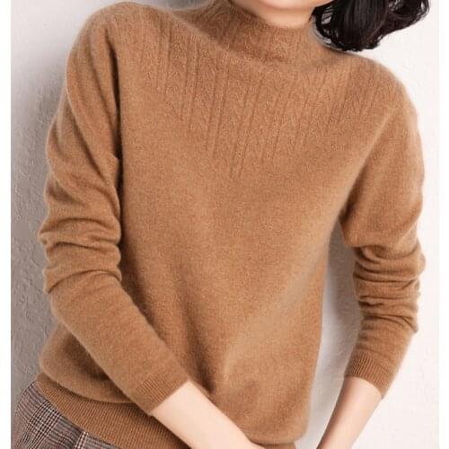 2021 Autumn Winter Half high Collar Women Pullovers Sweater Knitted Korean Elasticity Casual Jumper Thick Warm Female Sweaters