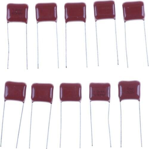 10Pcs Metallized Film Capacitor 630V104J 104 630V CBB 104J 630V 100NF 0.1UF P10mm