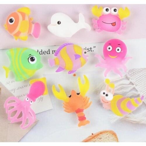 20pcs/lot Cute Fish Crab Ocean Animal Resin Flatback Cabochon DIY Embellishments For Phone Accessory