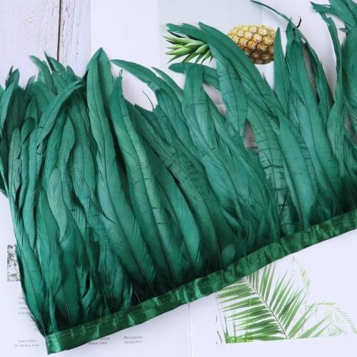 5Yards Natural Rooster Tail Feather Trim Cock Feather Trimming 30-35 CM Feathers for Crafts Dress Carnival Clothing Accessory
