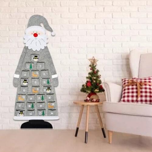 50LB Santa Claus Christmas Tree Felt Countdown Calendar 24 Day Xmas Party Decor Pendant Advent Calendar 24 Decorate Drawers Cute