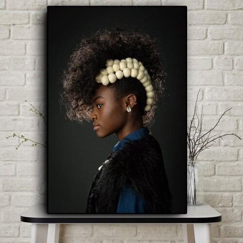 African Art Black and Gold Woman Oil Painting on Canvas Cuadros Posters and Prints Scandinavian Wall Art Picture for Living Room