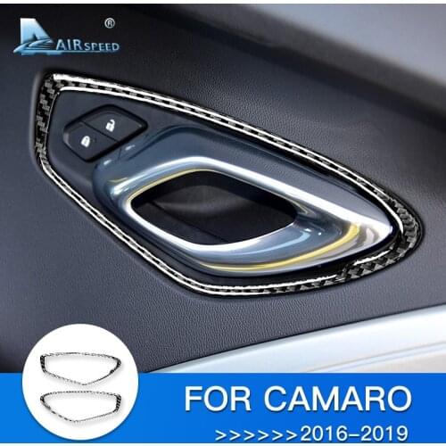 AIRSPEED for Chevrolet Camaro 2016 2017 2018 2019 Accessories for Camaro Sticker Interior Trim Carbon Fiber Door Handle Frame