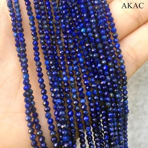 3strands Natural lapis lazuli 2.3mm faceted loose beads 15.5inches for diy making bracelet necklace