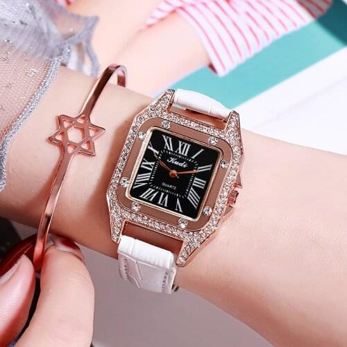 Luxury Leather Strap Wrist Watches for Women Fashion Square Small Dial Bracelet Quartz Watch Lady Casual Clock Relogio Feminino