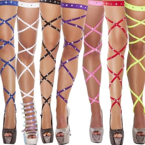 Womens Sexy Stockings Punk Goth Hollow Out Bandage Nylon Stockings Pole Dance Sexy Underwear Female Sexy Lingerie Leg Harness