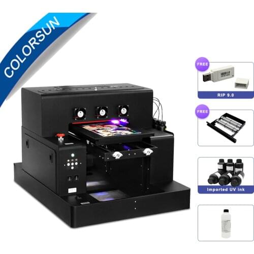 Colorsun Automatic A3 LED UV Printer (280*500mm) L1800 UV flatbed printing machine For phone case Cylinder wood glass printer