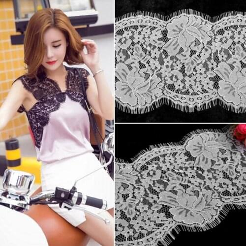 Flower Eyelashes Lace Trim Fabric Applique Lace Ribbon Wedding Dress Decoration Diy 13cm wide 9meters / lot