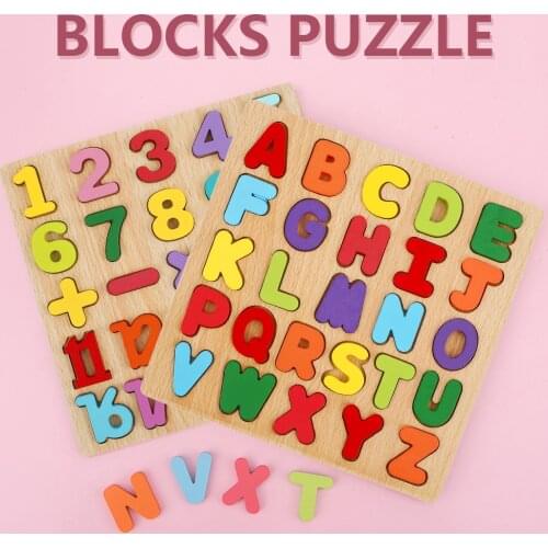 Kids Wooden 3D Alphabet Number Puzzle Kids Early Educational Montessori Toys Baby Colorful Letter Digital Toy for Children Gift