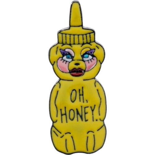 OH HONEY Enamel Brooch TV Show RuPauls Drag Race Theme Lapel Pins Jewelry Cute Gifts for Party Accessory New