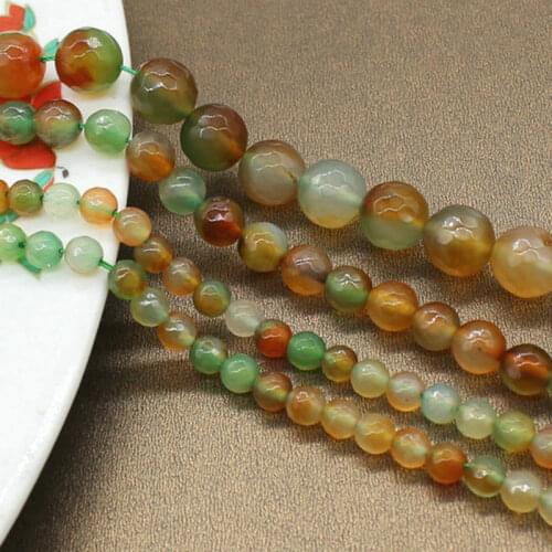 6-14mm Round Faceted Red Green Peacock Agates Beads For Jewelry Making Beads Bracelets 15'' Needlework DIY Beads Trinket