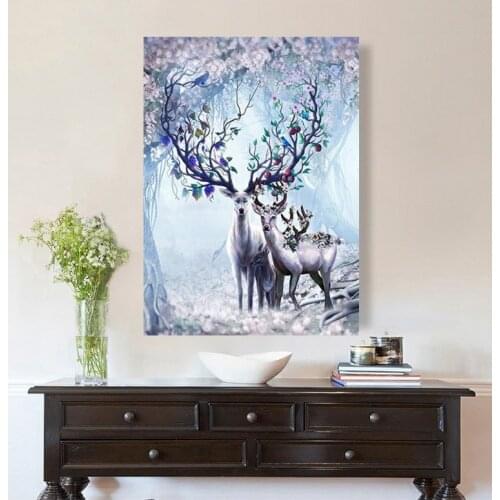 Happy Deer Forest Animal 14CT Canvas Needlework,Embroidery,DIY Cross stitch kits,Pattern Counted Cross-Stitching Home Decor
