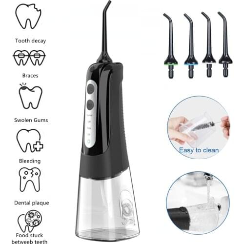 Dental Spray Water Flosser 300ML Professional Oral Irrigator Rechargeable IPX7 Waterproof Cordless Dental Hygiene with 4 Nozzles