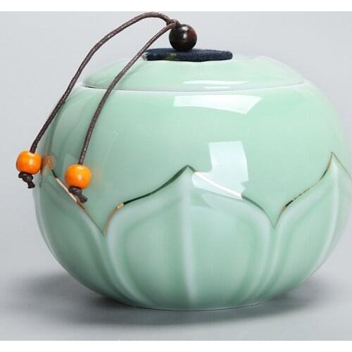 Ceramics tea pot box celadon black tea green tea sealed moisture-proof tank storage tea tank