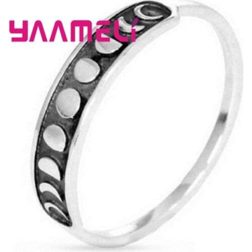 Women Men Unisex Retro Ring Jewelry Mysterious The Full Moon Waning Moon Carving Design Finger Bague Bijoux Size 6-10
