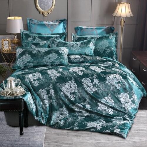 Satin Jacquard Bedding Set Luxury Bed Linens European Style Duvet Cover Queen King Size For Adults