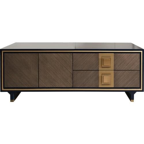 Light luxury American solid wood long tea table small family living room modern simple storage tea table furniture