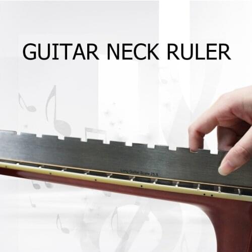 Guitar Neck Ruler Stainless Steel Notched Straight Edge Dual Scale Measuring Tool Guitar Fret Ruler Luthiers Measurement