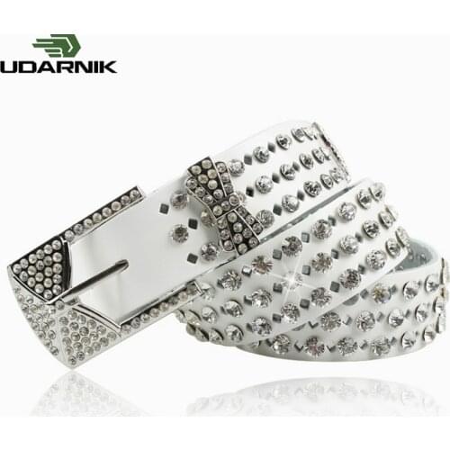 Fashion Leather Bling Crystal Rhinestone Western Cowgirl Leather Cowgirl Crystal Classic Wide Waist Punk Leather Belt 923-171