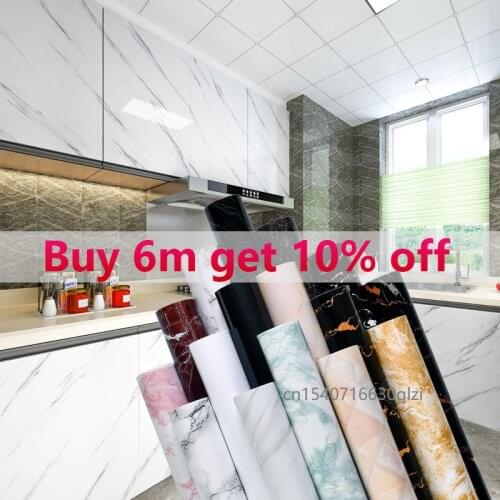 2M Marble Contact Wall Paper Countertops Waterproof Wallpaper Decor for Counter Top Covers Cabinets Kitchen Furniture Renovation