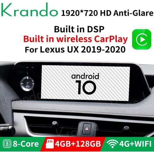 Krando Android 10.0 4G 64G 10.25'' for Lexus UX 2019 2020 Gps Navigation Car Radio Multimedia Player Carplay