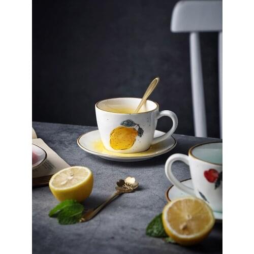 MUZITY Ceramic Coffee Cup Set Porcelain Tea Cup and Saucer Hand-made 7oz Drinkware