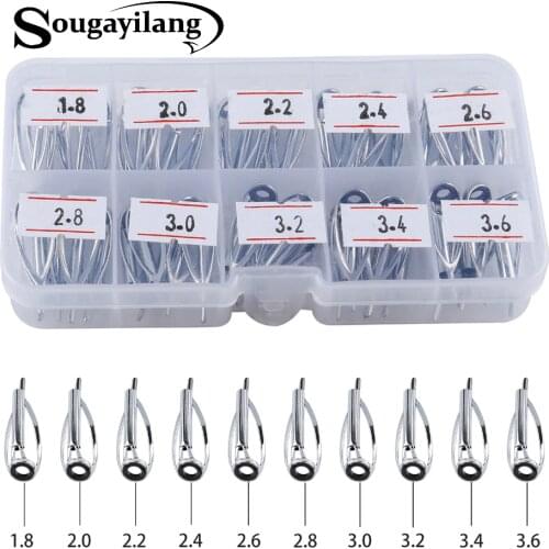 Sougayilang 50pcs/box Top Fishing Rod Rings 10 Sizes Ceramic Stainless Steel Fishing Rods Guide Ring Set Eye Rod Accessories