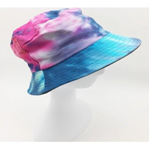 Women Multi Colors Tie Dye Bucket Hat Lady Girls Reversible Cotton Twill Tie Dye Fisherman Hat Female Sun Prevent Hats