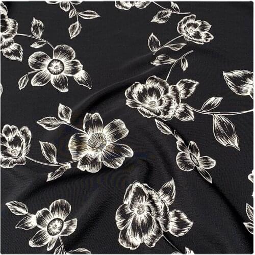 Width 53" Fashion Simple Matte Crepe De Chine Printed Silk Cotton Fabric By The Half Yard For Dress Shirt Cheongsam Material