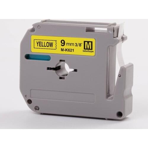 M-K621 MK-621 9mm Compatible Label Tape for Brother PT Labeler Machines Black on Yellow MK621 MK 621(Freeshipping)