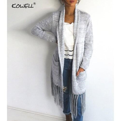 Loose Tassel Knitted Women Sweater Coat Long Sleeve 2018 Autumn Winter Warm Outwear Knitted Coat Tops Female Long Cardigan