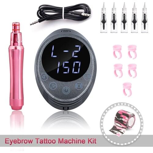 TUFFKING Professional Permanent Makeup Machine Kit Rotary Pen Device For Eyebrow Lip With Tattoo Cartridges Needle For Beginners