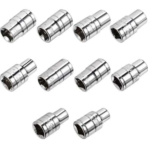 Uxcell Uxcell High Quality 2Pcs 3/8"\1/2" Drive 8/9/10/11/12/13/14/19/22/32mm Cr-V 6-Point Shallow Socket for DIY Handmaking