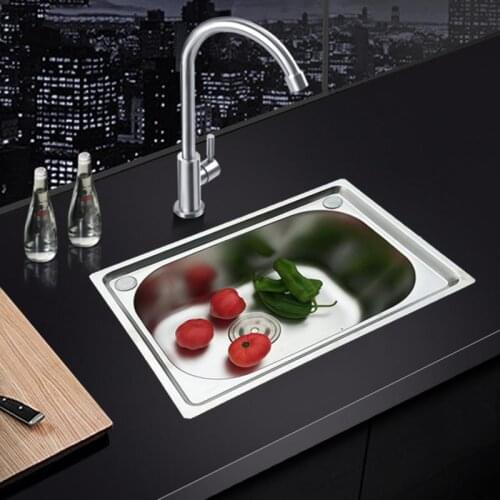Oversea Stock!!Stainless Steel Kitchen Sink With Plastic Drain Single Slot Sink Bowl Household Counter Sink Filter Sink Set HWC