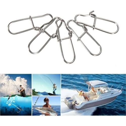 Fishing Hooks Connector Stainless Steel Pin Snap Hook Lock Solid Rings Safety Snap Swivel Solid Rings 50Pcs Safety Snaps