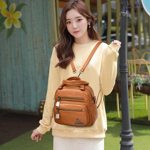 Girls Travel Backpack Lady Rucksacks Shoulder Bags Small Multifunctional Women Leather Backpack Feminina School Bag