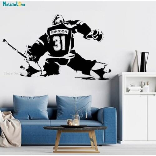 Female Ice Hockey Goalie Vinyl Decals CUSTOM NAME Girl Goalkeeper Wall Art Goaltender Woman Sticker Sports Bbedroom Decor YT5423