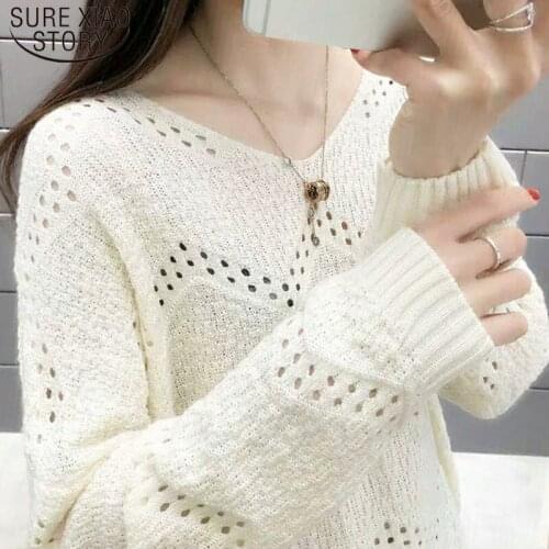 New Fashion Elegant Knitted Long Sleeve Women Sweater V-neck Women Clothing Spring 2021 Women Sweaters and Pullovers 5456 50