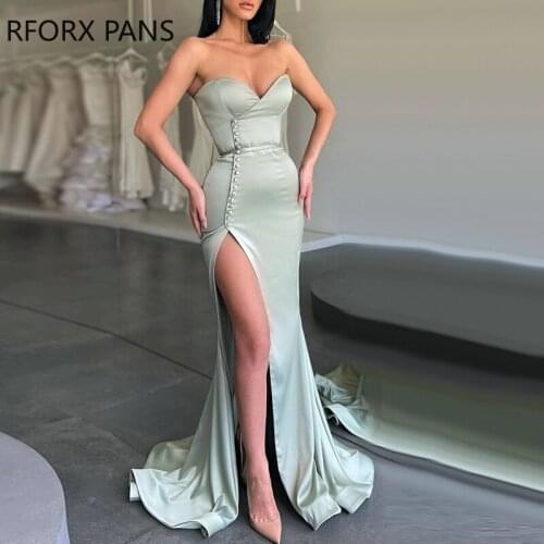 Women Solid Elegant Glamorous Strapless High Silt Bodycon Maxi Sexy Wedding Mermaid Dress