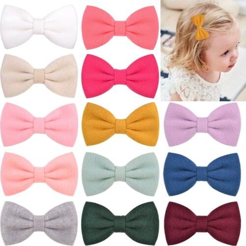 1Piece 3Inch Candy Color Cute Baby Bowknot Hair Clip For Girls Boutique Cotton Hairpins Barrettes Headwear Kids Hair Accessories