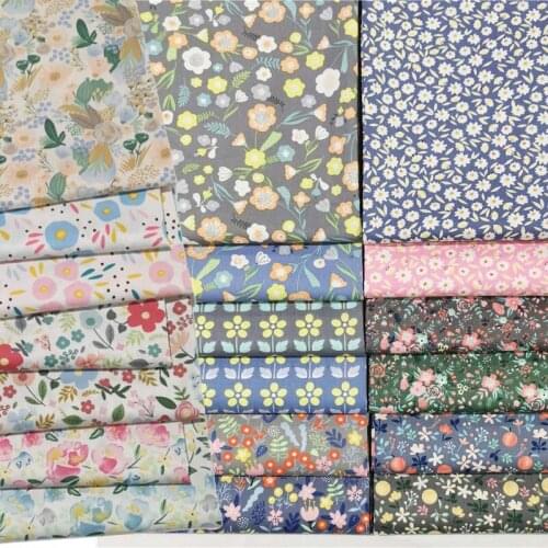 100% Cotton Twill Fabrics Wash Painting Pink Blue Small Flower Yellow Floral For Kids Bedding Patchwork Girl Clothes Dress Shirt