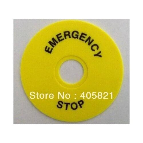 20pcs/lot 90mm(OD) x 22mm(ID) Yellow Plastic Panel Label for Emergency Stop Push Button Switch