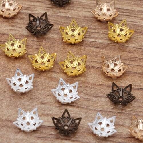 200pcs 9mm Metal Brass Flowers Tray Filigree Flowers Bead Caps Connectors For Jewelry Making