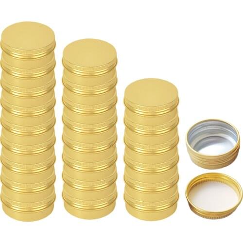 24Pcs 15ml Travel Tin Cans Screw Lid Round Aluminum Metal Case Golden