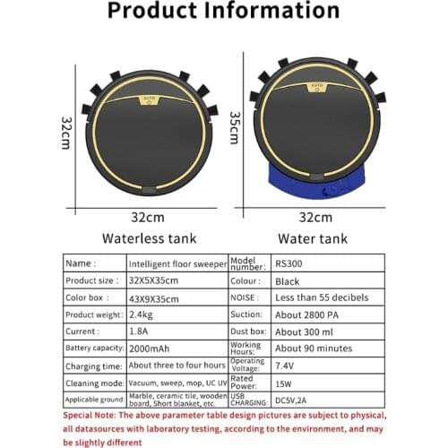 2800Pa Smart Robot Vacuum Cleaner Wet and Dry Vacuum Cleaner Mop with Water Tank Remote Control Timing M2EE