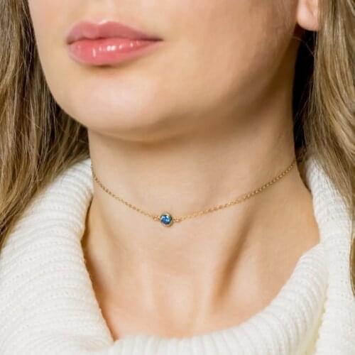 3MM bezel cz minimal delicate thin silver chain choker necklace 100% 925 sterling silver dainty girl women fine jewelry